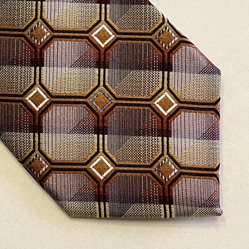 Bocara Silk Tie / Necktie Tan Brown Gold New